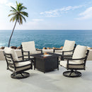 Black Aluminum Fire Table Set with Four Club Chairs