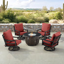 Black Aluminum Fire Table Set with Four Club Chairs