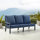 Black Aluminum Deep Seating Sofa with Cushions