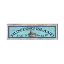 Hunting Island Shrimp Boat Blue Latitude Longitude | Real Wood Art Print