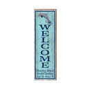 Welcome Hunting Island Dolphin Blue Latitude Longitude Vertical | Real Wood Art Print