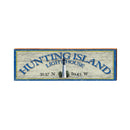 Hunting Island Lighthouse Blue/White Latitude Longitude | Real Wood Art Print HUN3