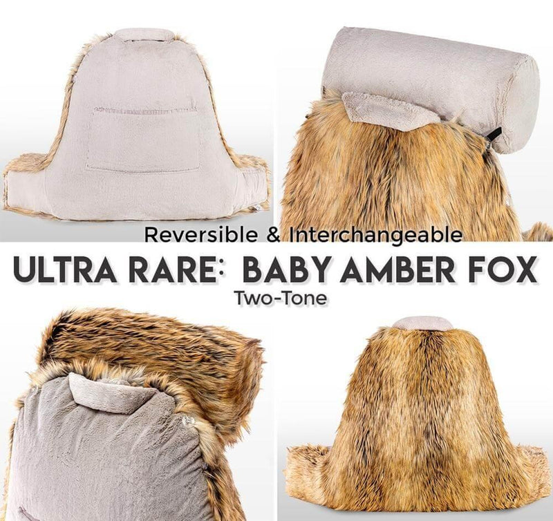 XXL Husband Pillow - Faux Fur Backrest Pillow with Arms Memory Foam - Two Side  Pelt - Long / Short