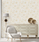 Voguish Beige Floral Wallpaper Chic