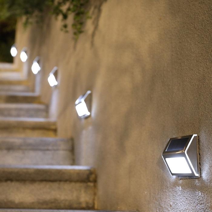 8 LED Solar Stair Step Lights | Dusk to Dawn Auto On/Off | Super Bright (2024 Model)