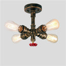 DecorBites™ Industrial Brass Ceiling Chandelier with Edison Bulbs