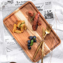 DecorBites™ Acacia Wood Breakfast Tray - Rectangular Fruit Plate with Wooden Cutlery