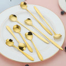 DecorBites™ Gold Flower Stainless Steel Teaspoons Set for Coffee, Desserts, and Ice Cream