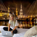 DecorBites™ City Night Scene Tapestry with European London Style Wall Hanging