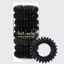 Black Spiral Hair Ties 8pc Set
