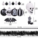 Halloween Skeleton Black and White Ornament Set