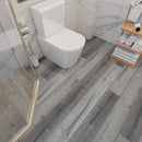 WPC Vinyl Rigid Core 7" Width 48" RL 8.5mm Thick, 1.5mm IXPE, Hamilton Grey, Bermuda Floors - Mazzia Collection bath view 2