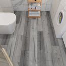 WPC Vinyl Rigid Core 7" Width 48" RL 8.5mm Thick, 1.5mm IXPE, Hamilton Grey, Bermuda Floors - Mazzia Collection bath view 3