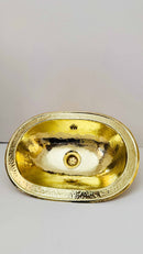 Unlacquered Brass Sink - Hammered Oval Drop-in Bathroom Sink