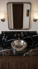 Silver Brass Basin Sink - Hammered Bathroom Basin