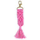 Hand Knotted Macrame Bag Charm Keychain in Pink