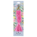 Hand Knotted Macrame Bag Charm Keychain in Pink