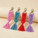 Hand Knotted Macrame Bag Charm Keychain in Teal