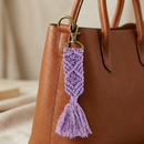 Hand Knotted Macrame Bag Charm Keychain in Purple