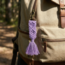 Hand Knotted Macrame Bag Charm Keychain in Purple
