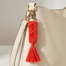 Hand Knotted Macrame Bag Charm Keychain in Red