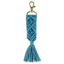 Hand Knotted Macrame Bag Charm Keychain in Teal