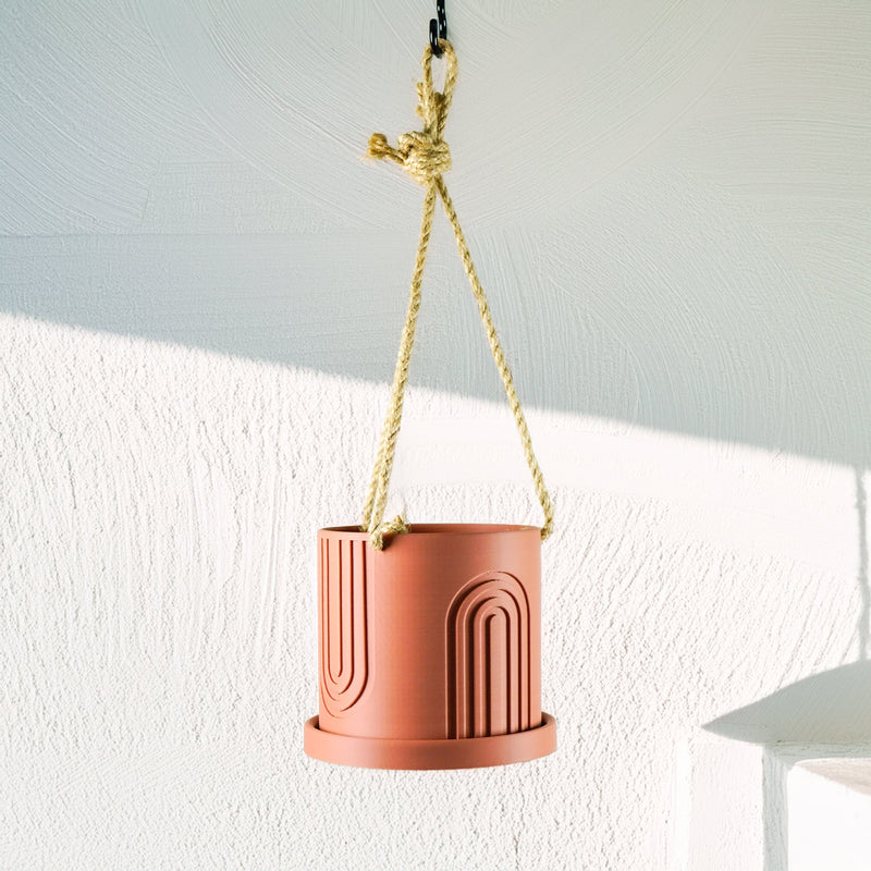 4 inch hanging planter Indoor Hanging Planter for Indoor, 4 or 5 inch Hanging Plant Pot Unique Gift, 3D Printed Planter, Outdoor Patio Decor, Cottagecore Decor,BOW Rainbow /