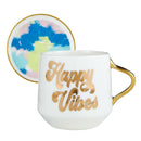 Happy Vibes Coaster Mug and Cocktail Napkin Bundle | Giftable Drinkware Set