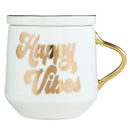 Happy Vibes Coaster Mug and Cocktail Napkin Bundle | Giftable Drinkware Set