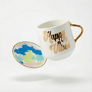 Happy Vibes Coaster Mug and Cocktail Napkin Bundle | Giftable Drinkware Set