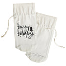 Happy Holiday Christmas Canvas Wine Bag