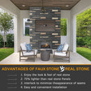 Hausvita Faux Stone Wall Siding Panel, PU Stone Veneer Exterior, 46.46" x 13"