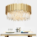 DecorBites™ Crystal LED Chandelier: Adjustable Metal Hanging Lamp for Living Room, Dining, Bedroom
