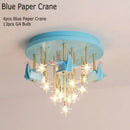 DecorBites™ Kids Resin Horse Paper Crane Ceiling Light - Blue Pink LED Bedroom Lamp