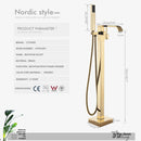 DecorBites™ Gold Bathtub Faucet Set Hot Cold Water Shower Mixer Tap Waterfall Floor Stand