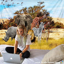 Decorbites lion tapestry silver grassland animal wall hanging bedroom