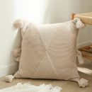 DecorBites™ Knitted Tassel Cushion Cover Blue Mustard Yellow Ivory 45cm*45cm Sok Case