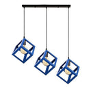 DecorBites™ Geometric Cube Pendant Lights Trio Metal Shades Square Ceiling Lamps