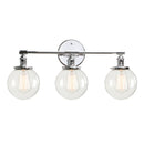 DecorBites™ Black 3-Light Wall Sconce Bathroom Vanity Fixture with Round Glass Canopy