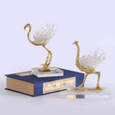 DecorBites™ Golden Crane Copper Crystal Handmade Home Decor Craft