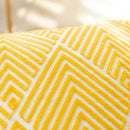 DecorBites™ Geometric Embroidery Canvas Cotton Cushion Cover for Sofa Bed in Yellow