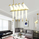 DecorBites™ Gold Cage Origami Bird Chandelier - Modern Light Fixture for Home Decor