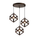 DecorBites™ Geometric Cube Pendant Lights Trio Metal Shades Square Ceiling Lamps