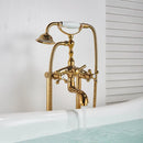 DecorBites™ Dual Handle Clawfoot Bathtub Shower Faucet, Golden Polished Free Standing Mixer