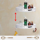 DecorBites™ Gold & White Bathroom Accessories Set: Corner Shelf, Paper Holder, Towel Holder, Toilet Brush Holder, Towel Rack