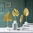 DecorBites™ Gold Leaf Decorations on Marble Base - Creative Metal Crafts for Home Decor