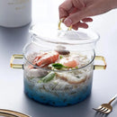 DecorBites™ Gradient Color Glass Saucepan Pot | Heat-Resistant Casserole Cookware