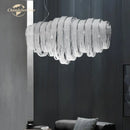 DecorBites™ Crystal Circle LED Tassel Chandelier: Modern Luxury Pendant Hanging Light Fixture for Bedroom and Living Room