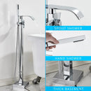 DecorBites™ Gold Bathtub Faucet Set Hot Cold Water Shower Mixer Tap Waterfall Floor Stand