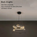 DecorBites™ Glass Chandelier Lamp Kitchen Island Hanging Light Black Gold Silver G9 LED